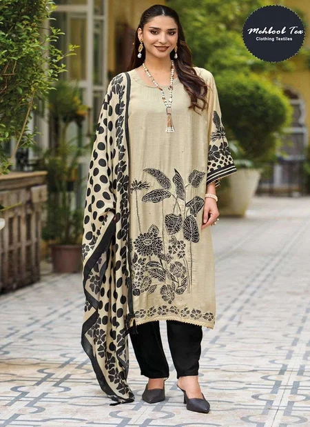 Cream Colour Mehboob Tex Viscose Maslin Pakistani Salwar Suit Wholesale Online 1718

